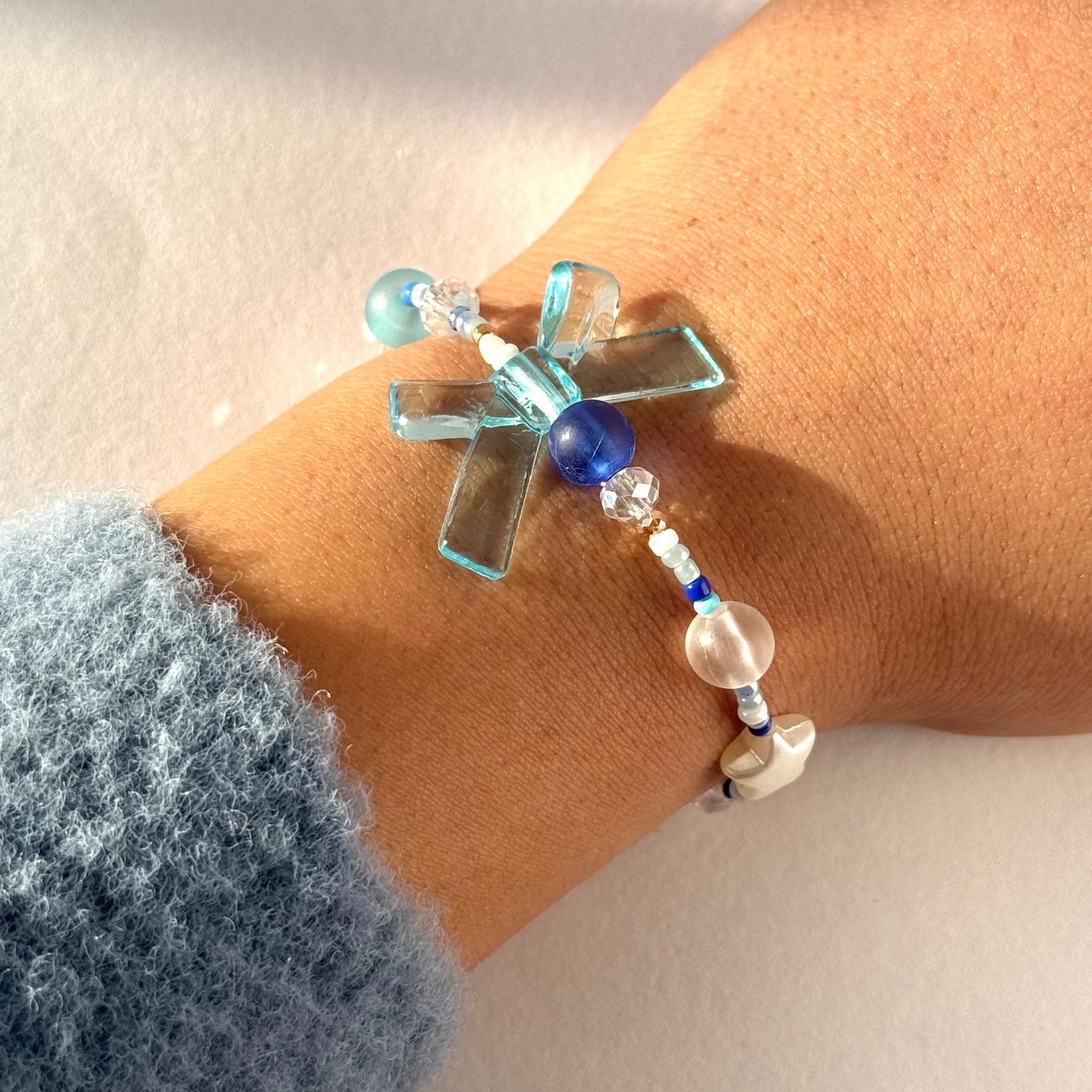 Blue Jelly bow bracelet