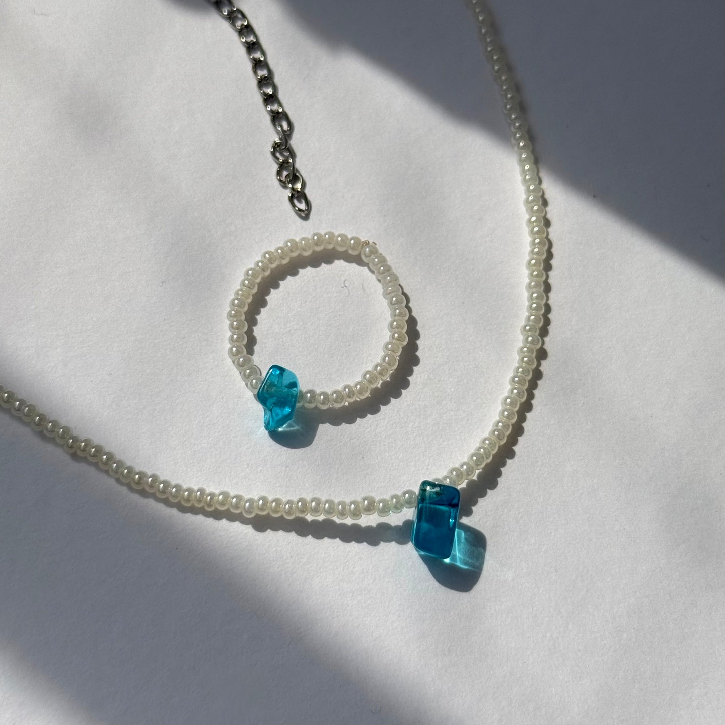 Blue Crystal Combo( Neck Choker+ Ring) 🫧