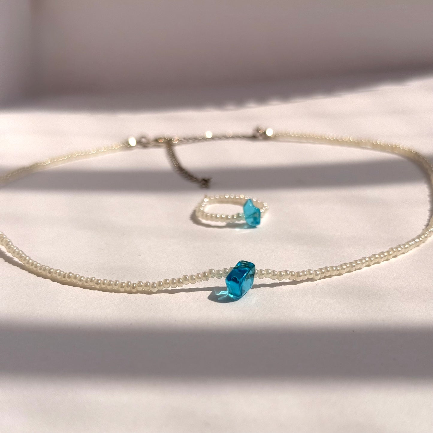 Blue Crystal Combo( Neck Choker+ Ring) 🫧